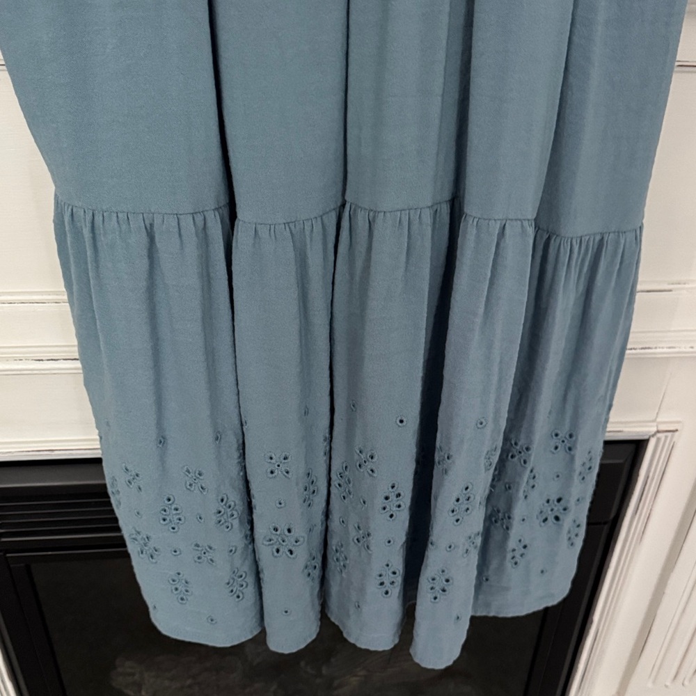 Smocked Ruffle Strap Maxi Dress in Dusty Blue - Picture 6 of 8